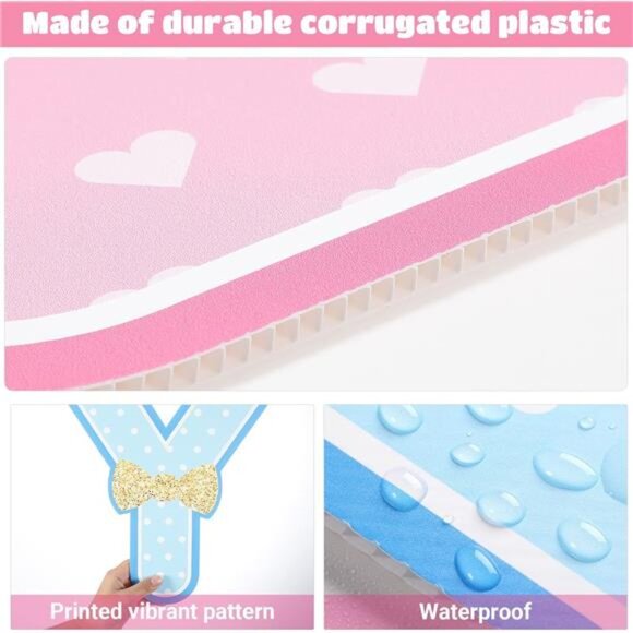 10 Pieces Gender Reveal Party Decorations Supplies Baby Shower Plastic Yard Sign - Picture 3 of 7